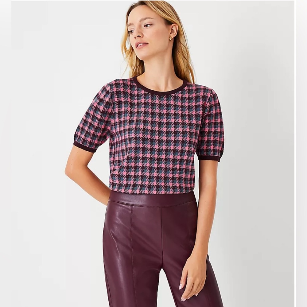Ann Taylor Petite Plaid Sweater Tee